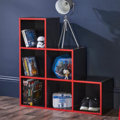 An Image of Black 6 Cube Storage Unit Blue