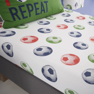 An Image of Catherine Lansfield Eat Sleep Football Fitted Sheet Green