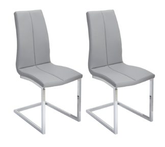 An Image of Argos Home Milo Pair of Faux Leather Dining Chairs - Grey