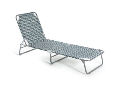 An Image of Habitat Boho Folding Metal Sun Lounger - Grey & White