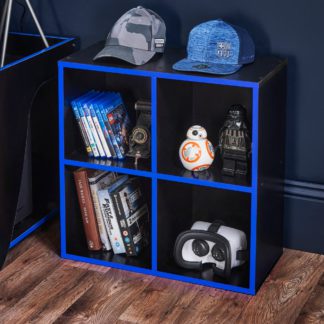 An Image of Black 4 Cube Storage Unit Blue