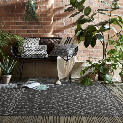 An Image of Ziri Berber Indoor Outdoor Rug Ziri Berber Grey and Black