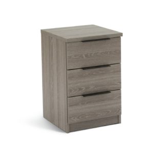 An Image of Argos Home Hallingford 3 Drawer Bedside Table - Grey Oak