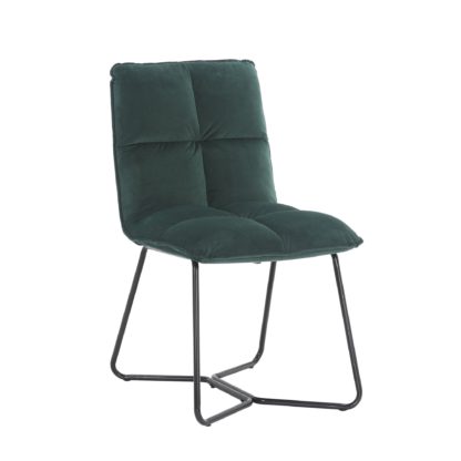 An Image of Logan Velvet Dining Chair Olive (Green)