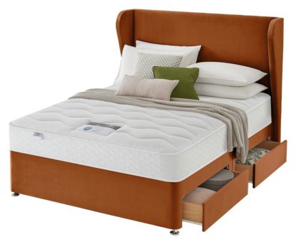 An Image of Silentnight 1000 Pocket Eco Double 4 Drawer Divan Bed- Amber