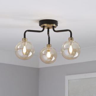 An Image of Shoreditch Three Light Semi Flush Ceiling Light - Champagne & Brass