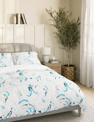 An Image of M&S Cotton Rich Watercolour Coastal Bedding Set