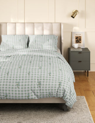 An Image of M&S Cotton Rich Gingham Floral Bedding Set