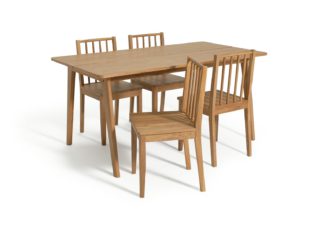 An Image of Habitat Nel Wood Dining Table & 4 Oak Chairs