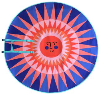 An Image of Home Abstract Play Sunshine Round Fleece Rug