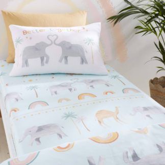 An Image of Pineapple Elephant Paradise Desert Animals Fitted Sheet Pastel (Multi Coloured)
