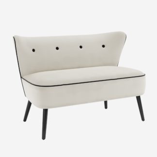 An Image of Eliza Contrast Velvet 2 Seater Sofa Ivory
