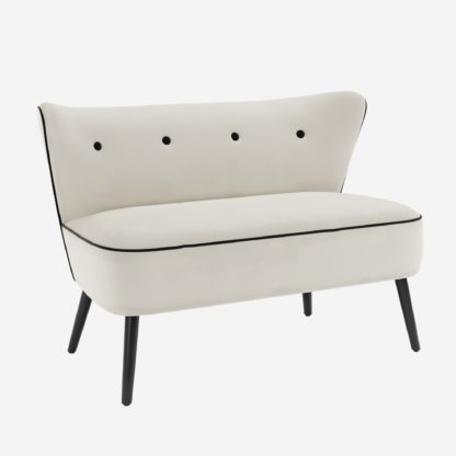 eec6c334ebe644deb4cd160f27b044405cc4ec9945c2e7206d3dee19e65d89ed.jpg An Image of Eliza Contrast Velvet 2 Seater Sofa Ivory