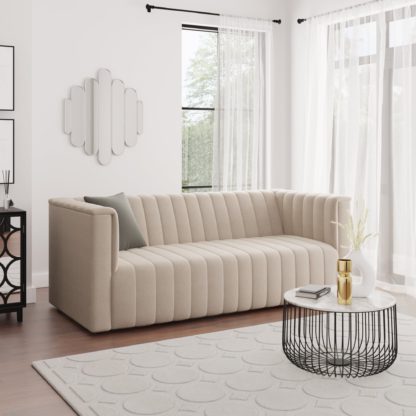 An Image of Cora Chenille 3 Seater Sofa Ivory