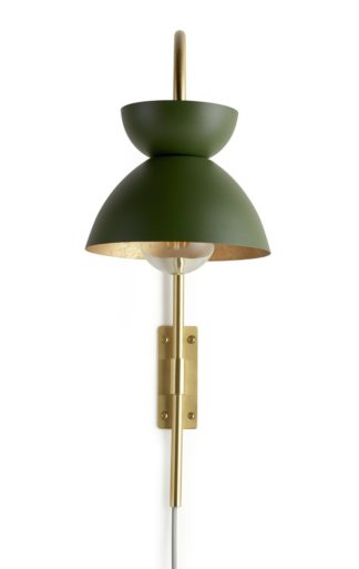 An Image of Habitat Dasni Wall Light - Green & Brass