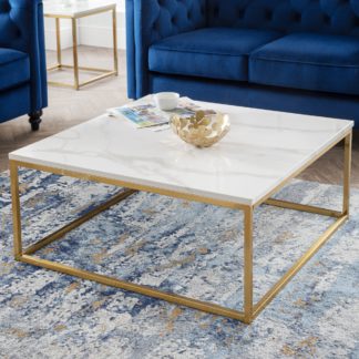 An Image of Scala Marble Effect Gold Coffee Table Gold