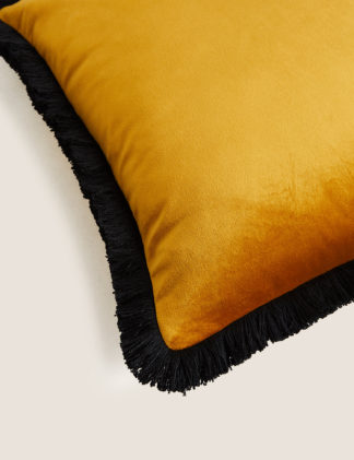 An Image of M&S Velvet Fringed Cushion