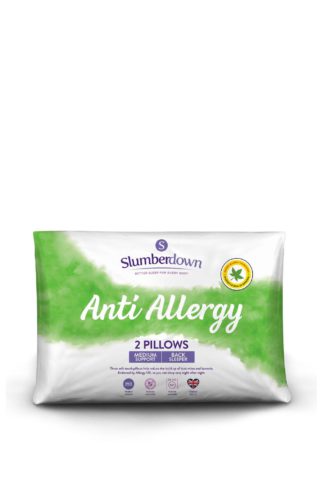 An Image of 2 Pack Anti Allergy Medium Support Pillows