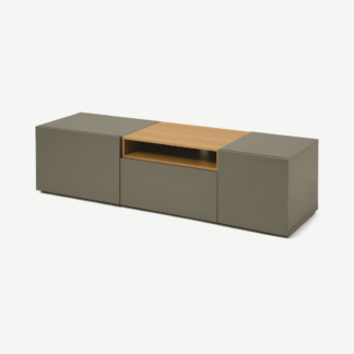 An Image of Heaton Modular TV Unit, Cobalt Grey & Oak Effect