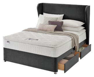 An Image of Silentnight 1000 Pkt Memory Double 4 Drw Divan Bed- Charcoal