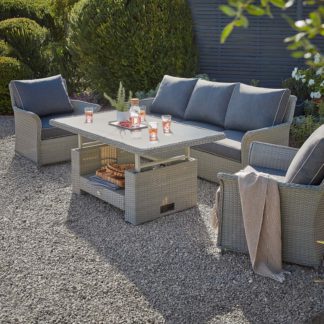 An Image of Cornbury Grey Garden Sofa Set with Adjustable Table Height