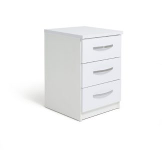 An Image of Argos Home Hallingford 3 Drawer Bedside Table -White Gloss