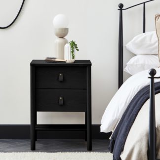 An Image of Henry Black 2 Drawer Bedside Table Black