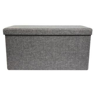 An Image of Foldable Ottoman Faux Linen Grey Grey