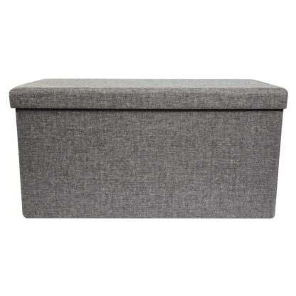 An Image of Foldable Ottoman Faux Linen Grey Grey