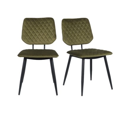 An Image of Austin Velvet Set of 2 Dining Chairs Black
