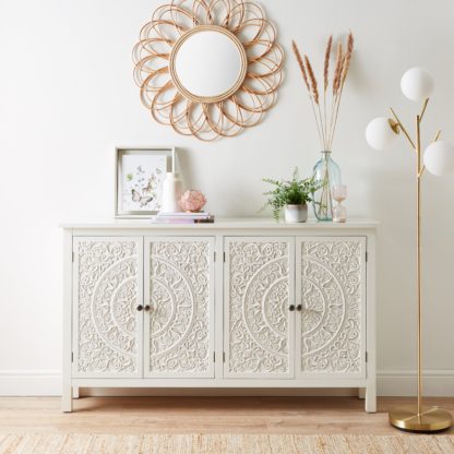 An Image of Samira Large White Slim Sideboard White