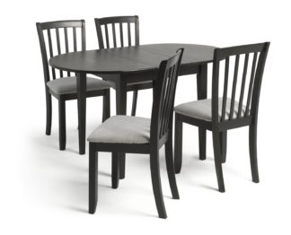 An Image of Argos Home Banbury Wood Extending Table & 4 Black Chairs
