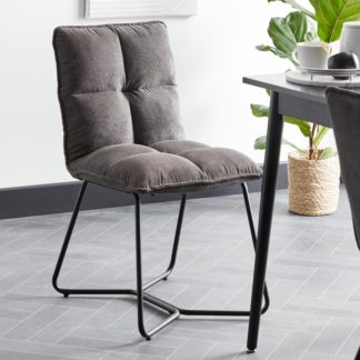An Image of Logan Charcoal Cord Dining Chair Charcoal