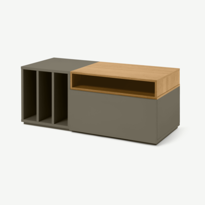 An Image of Heaton Modular Compact TV Unit, Cobalt Grey & Oak Effect