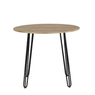 An Image of Bella Hairpin Leg Round Dining Table Oak (Brown)