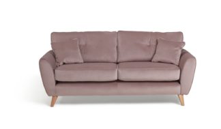 An Image of Habitat Isla 3 Seater Velvet Sofa - Pink