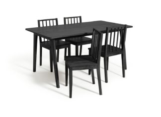 An Image of Habitat Nel Wood Dining Table & 4 Black Chairs