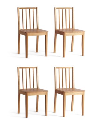 An Image of Habitat Nel Solid Wood Spindle Chairs - Oak