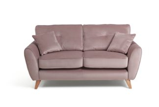 An Image of Habitat Isla 2 Seater Velvet Sofa - Pink