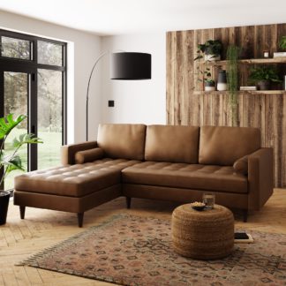 An Image of Zoe Faux Leather Left Hand Corner Sofa Brown