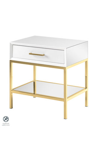 An Image of Trio White and Champagne Gold Bedside Table