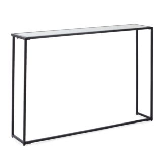 An Image of Sullivan Black Mirrored Wide Slim Console Black