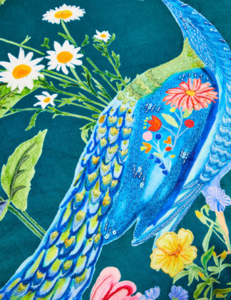An Image of M&S Velvet Peacock Embroidered Cushion