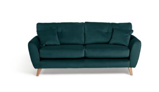 An Image of Habitat Isla 3 Seater Velvet Sofa - Teal