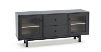 An Image of Habitat Jadon 2 Door 2 Drawer Sideboard - Dark Grey & Oak