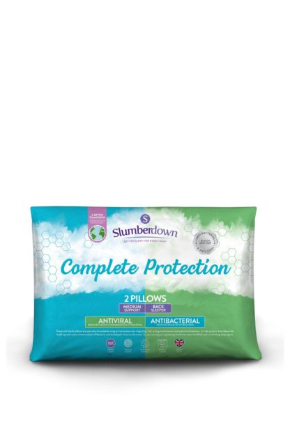 An Image of 4 Pack Complete Protection Anti Viral Medium Support Pillows