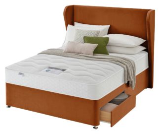 An Image of Silentnight 1000 Pkt Memory Double 2 Drawer Divan Bed- Amber