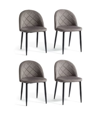 An Image of Habitat Imogen Velvet Dining Chairs - Grey