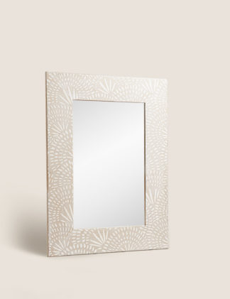 An Image of M&S Wooden Medium Square Engraved Wall Mirror