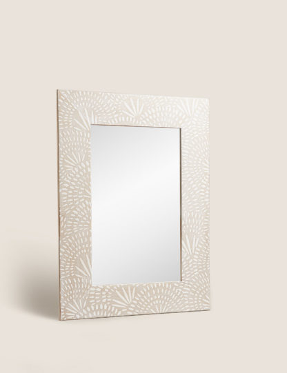 An Image of M&S Wooden Medium Square Engraved Wall Mirror